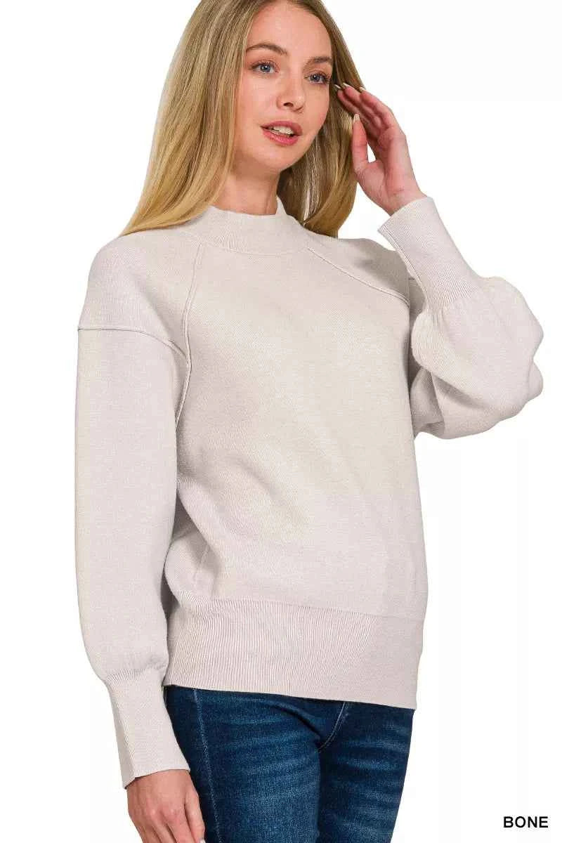 Zenana Viscose Mock Neck Exposed Seam Sweater 0953d1e3-7b1d-47aa-9d4b-8e76c119face-Max-Origin