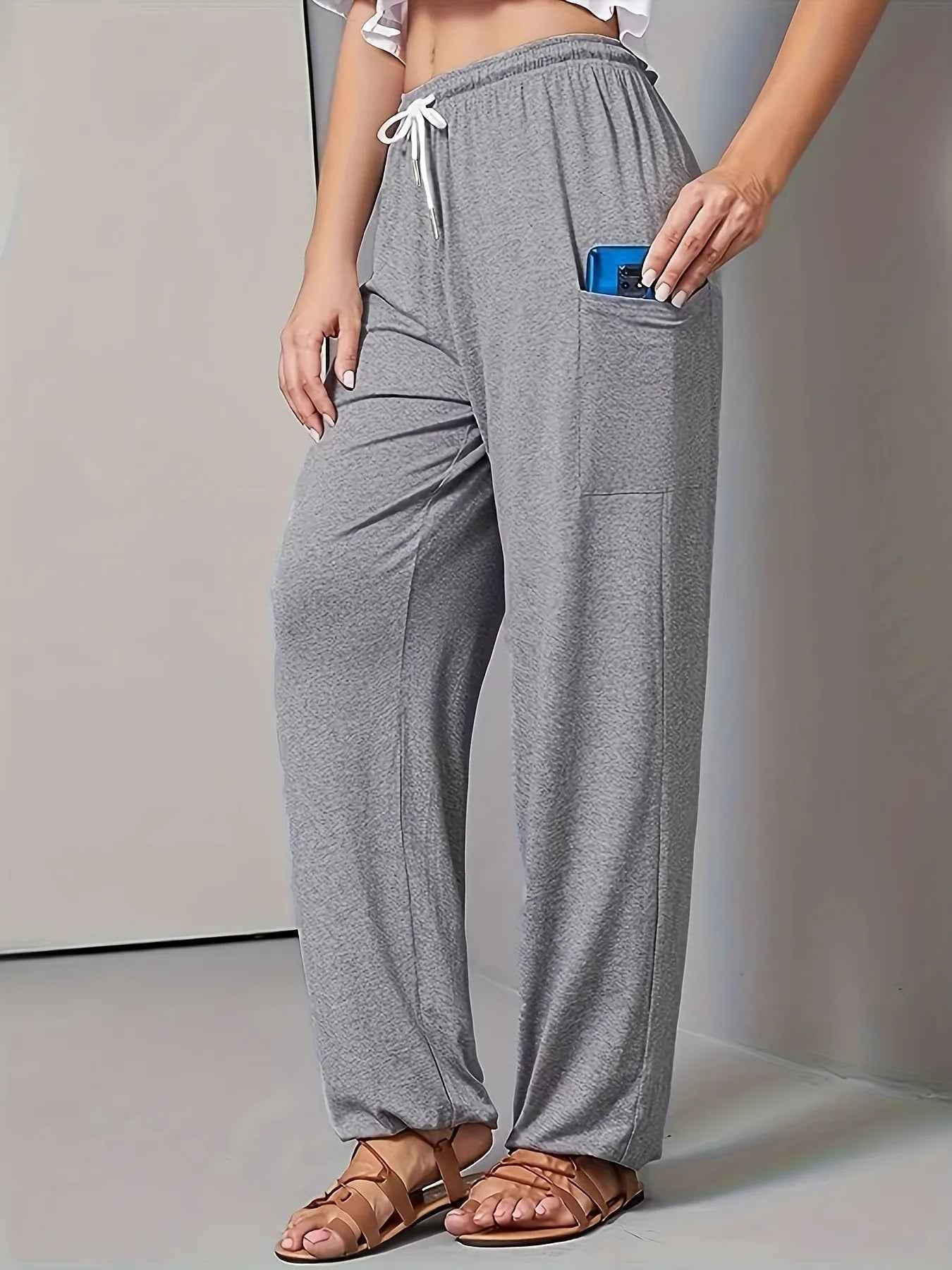 Drawstring Wide Leg Pants with Pockets Grey 096ec0d6bfad4b99b9b8567a582d5407-Max-Origin