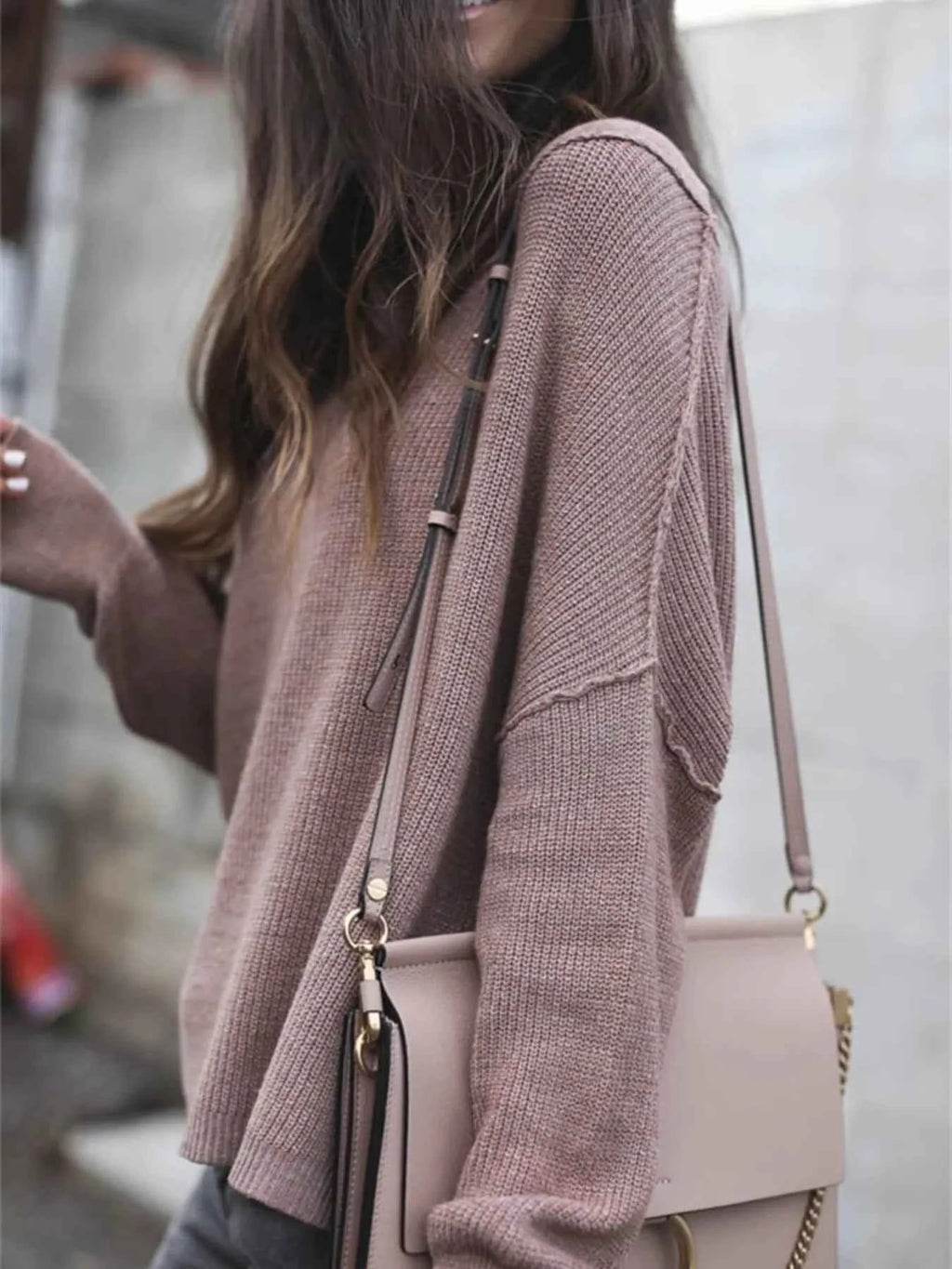 Ribbed Relaxed Fit Long Sleeve Sweater Dusty Pink 097bb4e3b1f1483cb958e3a7598a78ab-Max-Origin
