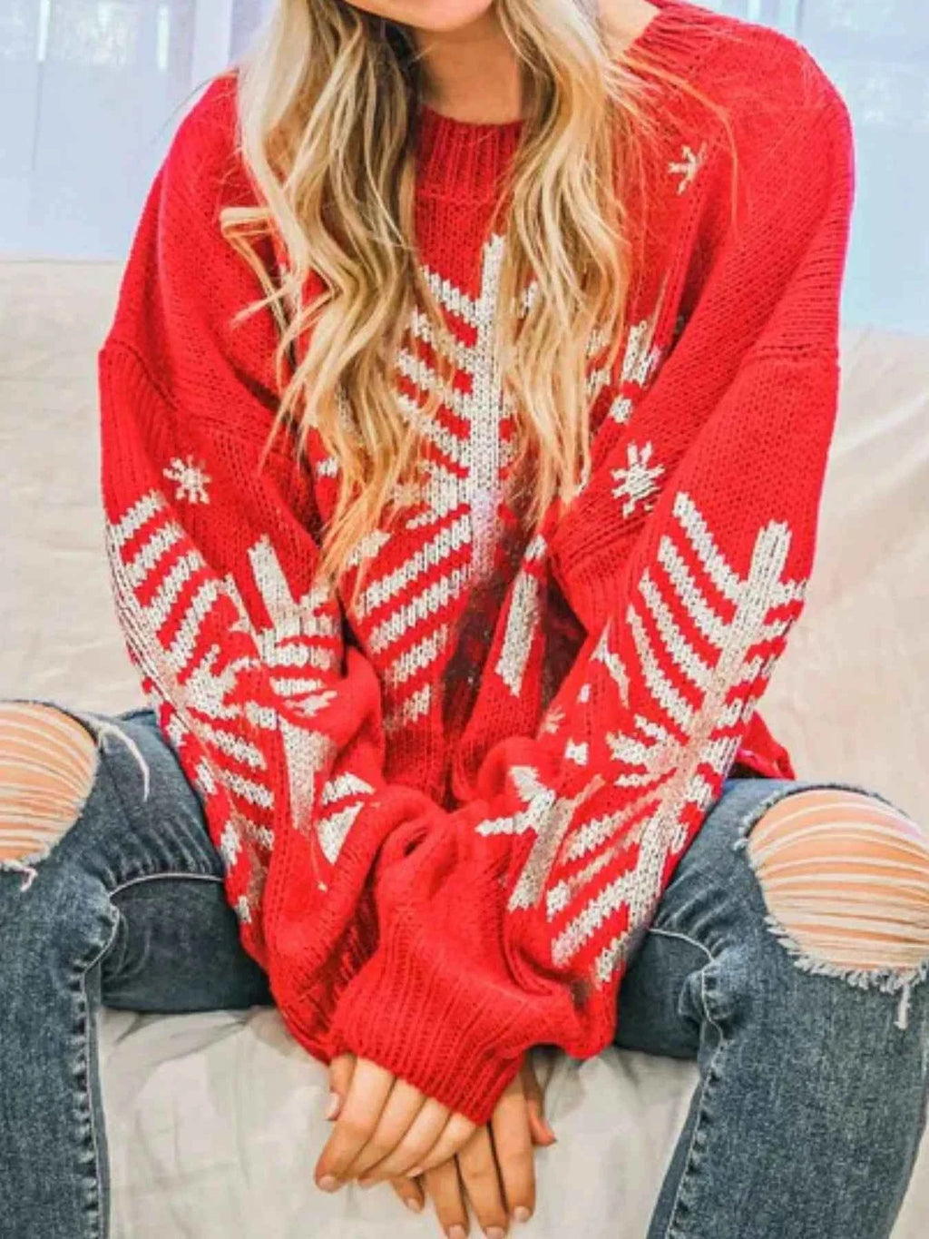 Christmas Snowflake Long Sleeve Sweater 09c5d69b-1a0f-4290-a23c-349e219bc34b-Max-Origin