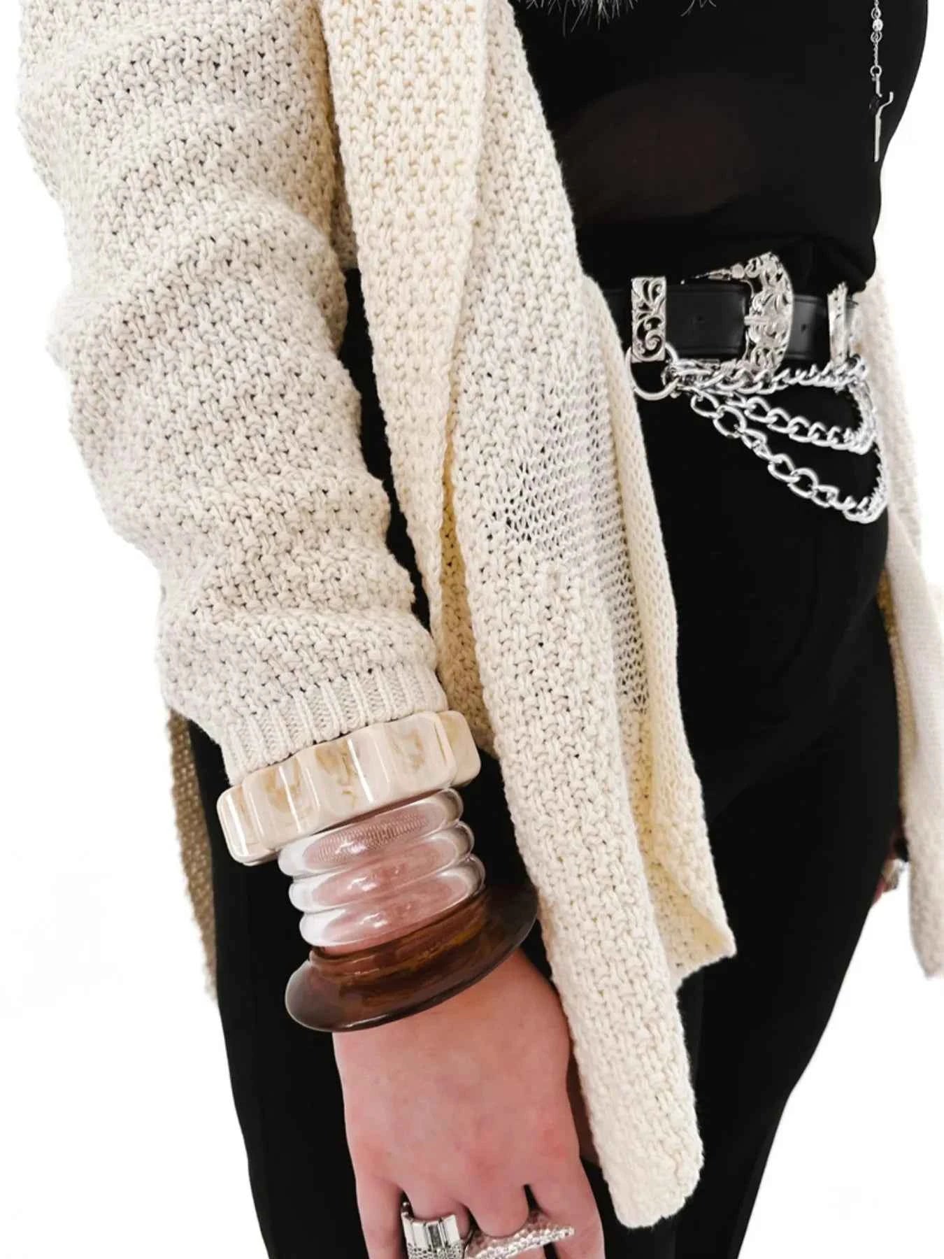 Oversized Knit Cardigan with Open Front Design 09ea81d2-ba0e-487a-895e-4c5487064a9b-Max-Origin