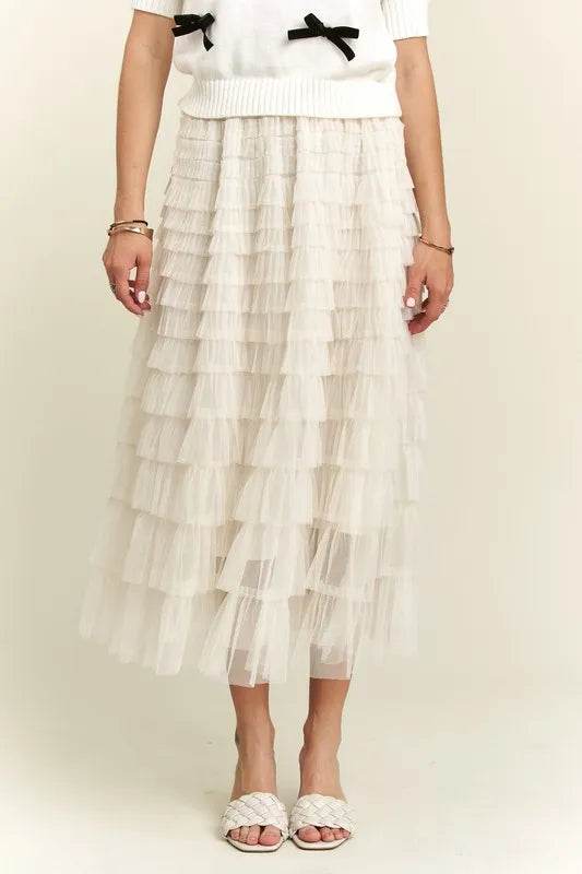 ADORA Elastic Waist Layered Mesh Midi Skirt 09fb848f-a9ad-4d04-9ddb-56a6b9730578-Max