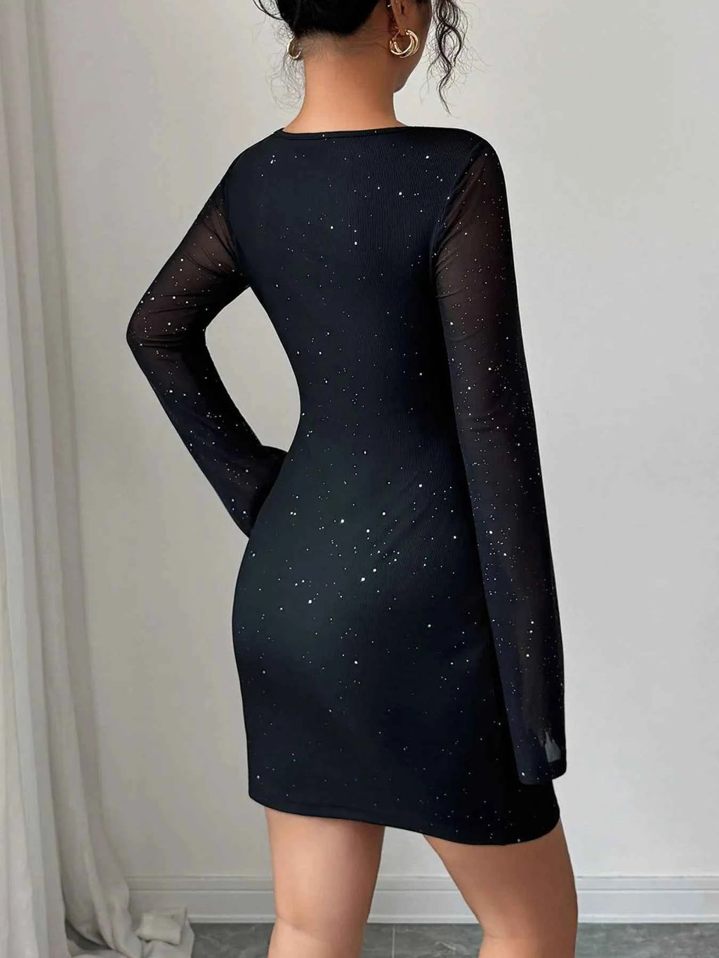 Glitter Cutout Long Sleeve Mini Dress 09fcd536-bffa-4f33-9fb4-ea9bf07c5525-Max-Origin