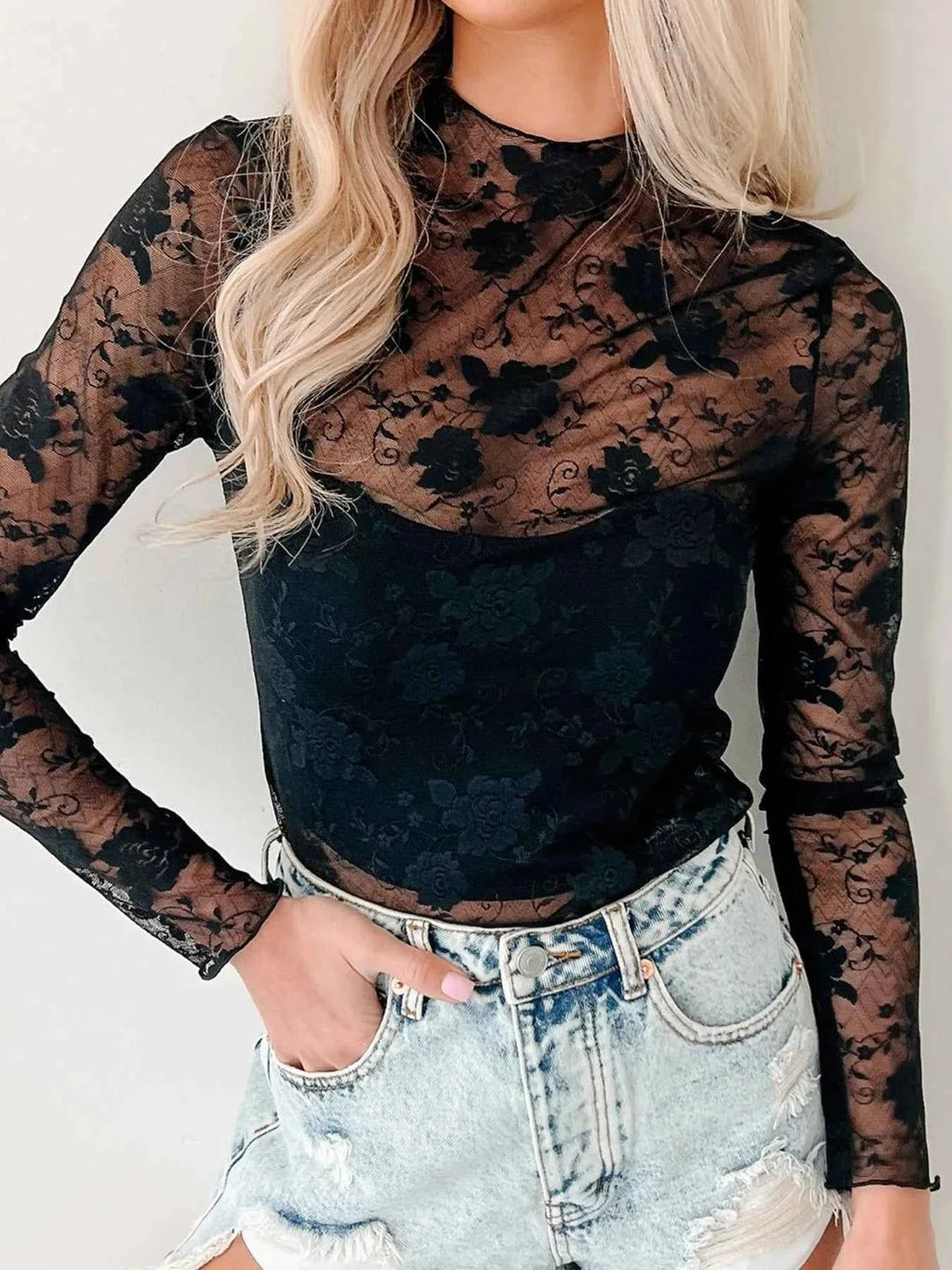 Lace Mock Neck Long Sleeve Blouse 0a2d3da3-15f7-4bd5-abc2-ae1fd37deb37-Max-Origin