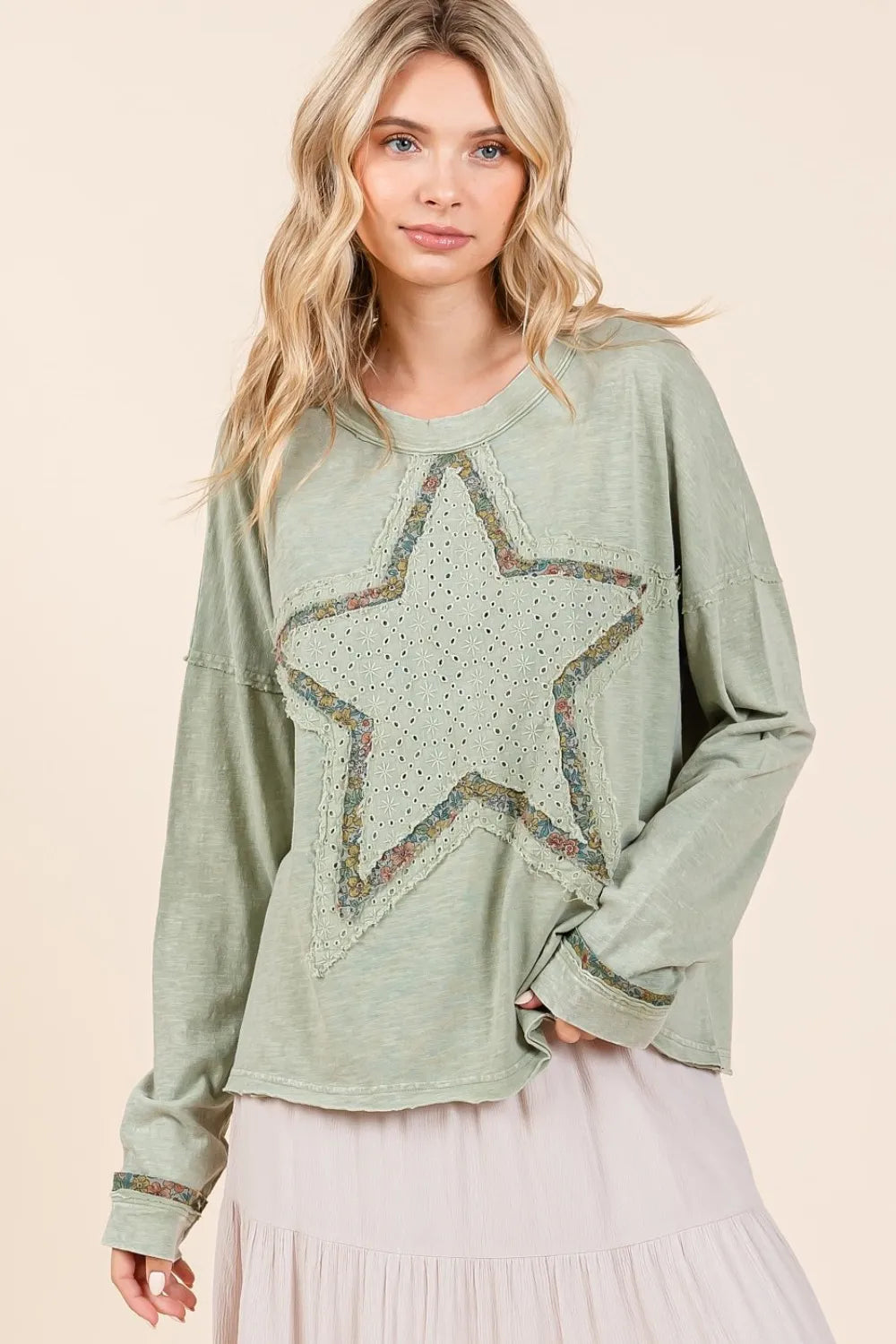 Mittoshop Mineral Wash Star Patch Long Sleeve T-Shirt 0a3ded90-8231-4155-b5bd-5b4130a013bf-Max