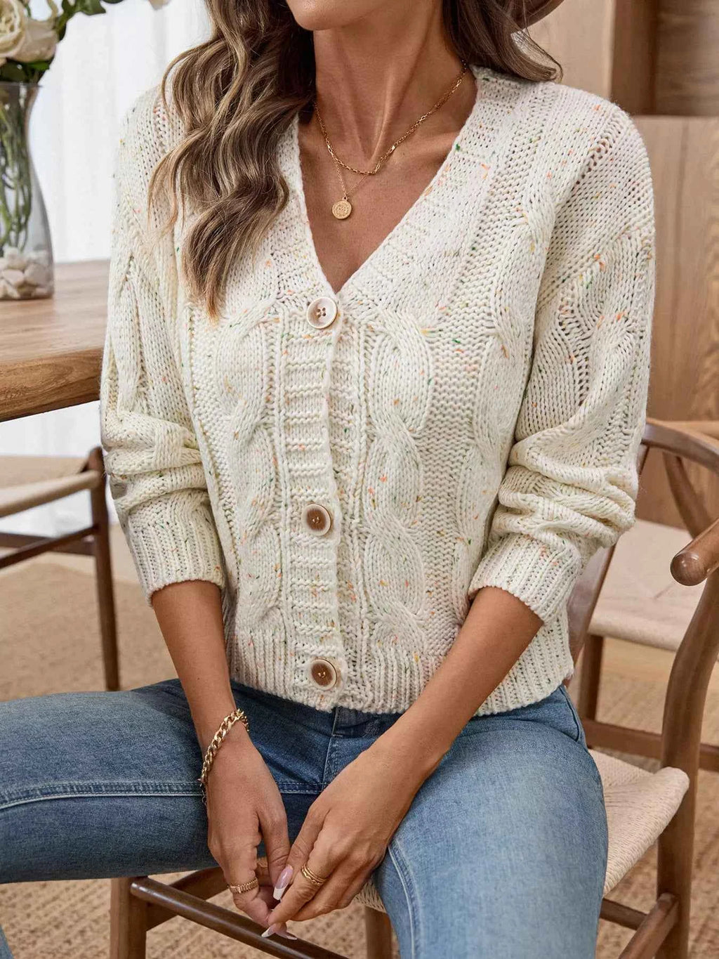 Cable Knit Button-Up Cardigan 0a73559bcd394b41ac6d6cf391c489d4-Max-Origin