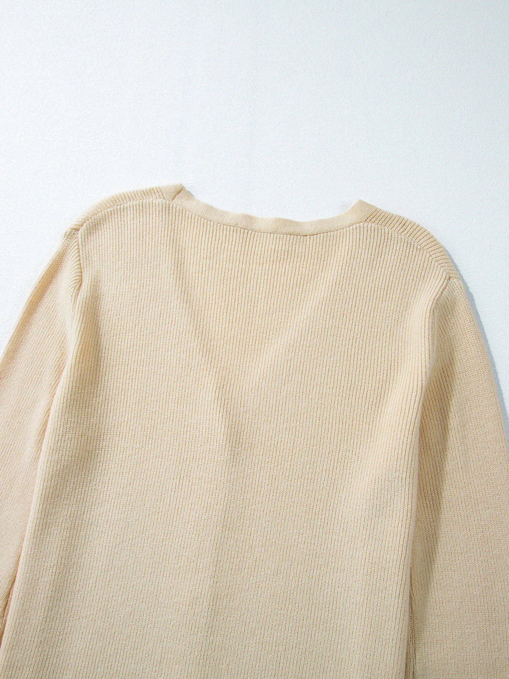 Ribbed Knit Button Front V Neck Cardigan 0aab412dca1244169cd70eb32d2c8d33-Max-Origin