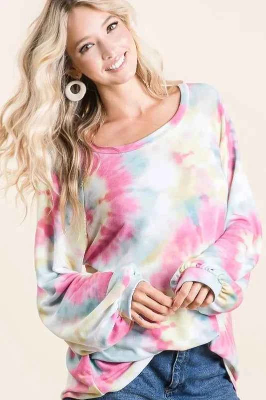 BiBi Tie Dye Print Terry Top With Puff Sleeves 0adc99790c304d03a41a882e79c04f8c-Max-Origin