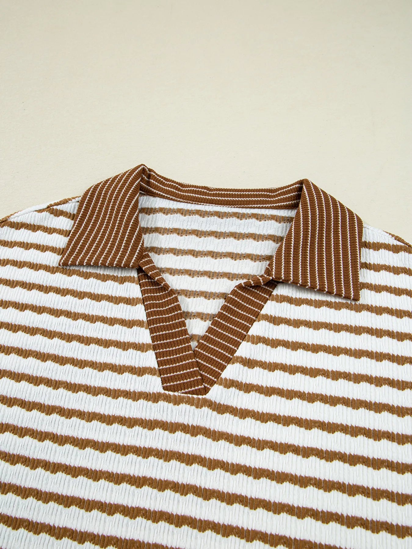 Stripe Collared Top and Drawstring Pant Set 0ae22c9340fd43e99a773564090d0f24-Max-Origin