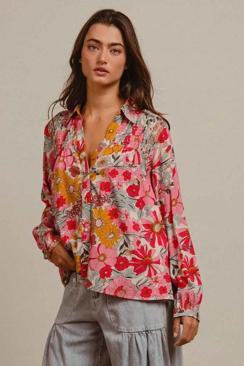 BiBi Woven Floral Printed Shirt Top 0b0396047f4f4e4d9050c98495dc1ba3-Max-Origin