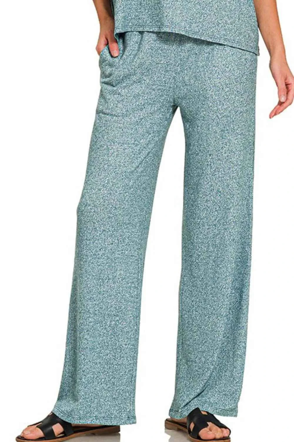 Zenana Soft Melange Short Sleeve Tee & Long Pants Set 0b0e1134-bd59-4c98-9896-7a744f6ad4a0-Max-Origin