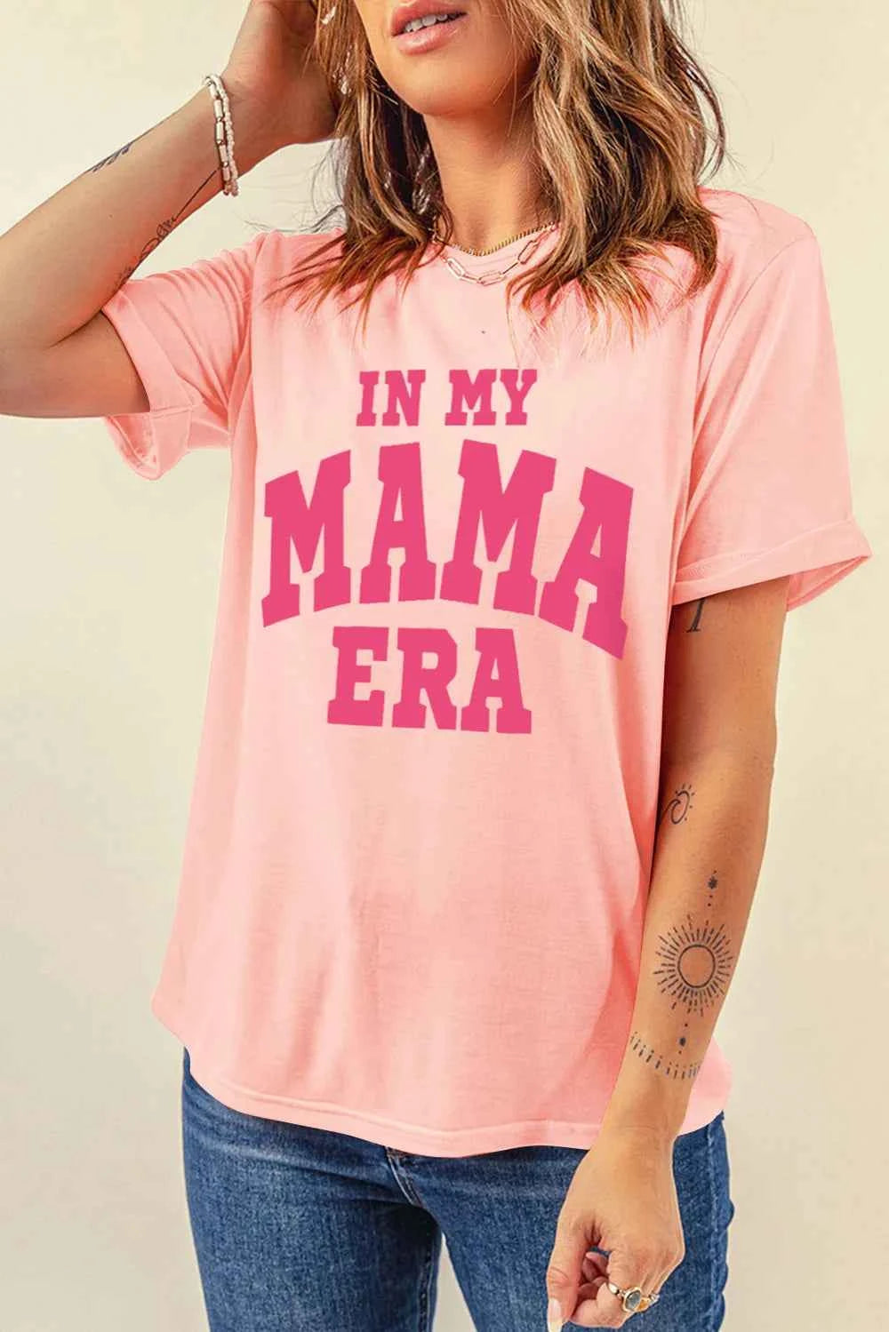 IN MY MAMA ERA Round Neck T-Shirt Blush Pink 0b1ce2ce-8918-47a6-a4cc-54fff9ed819f-Max