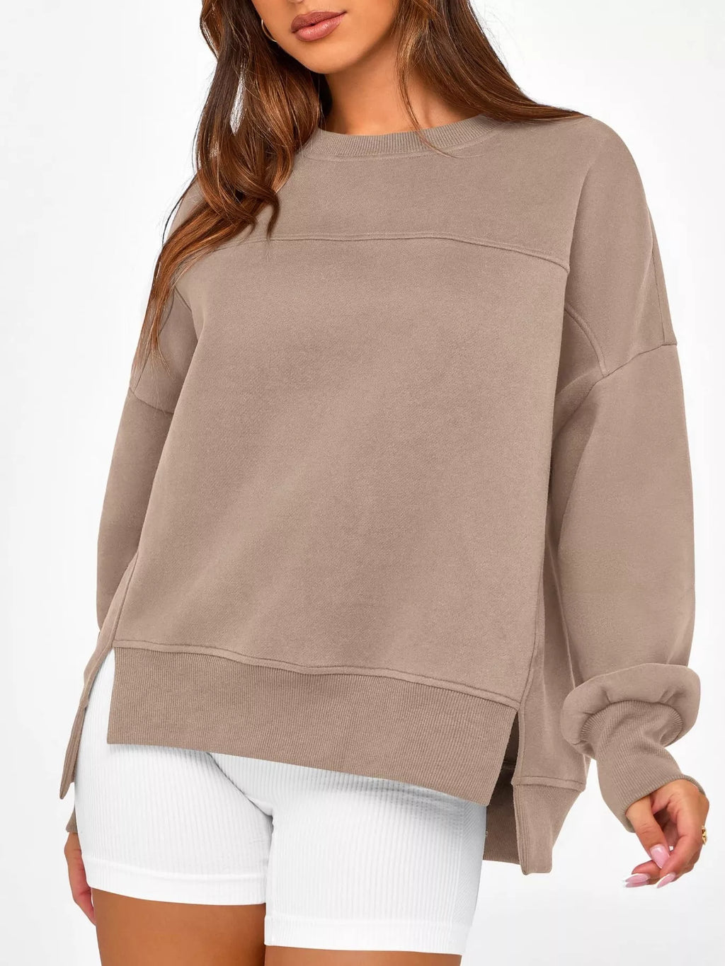 Slit Round Neck Dropped Shoulder Sweatshirt 0b208adce03041da9f15c3e7ebbd5a2e-Max-Origin