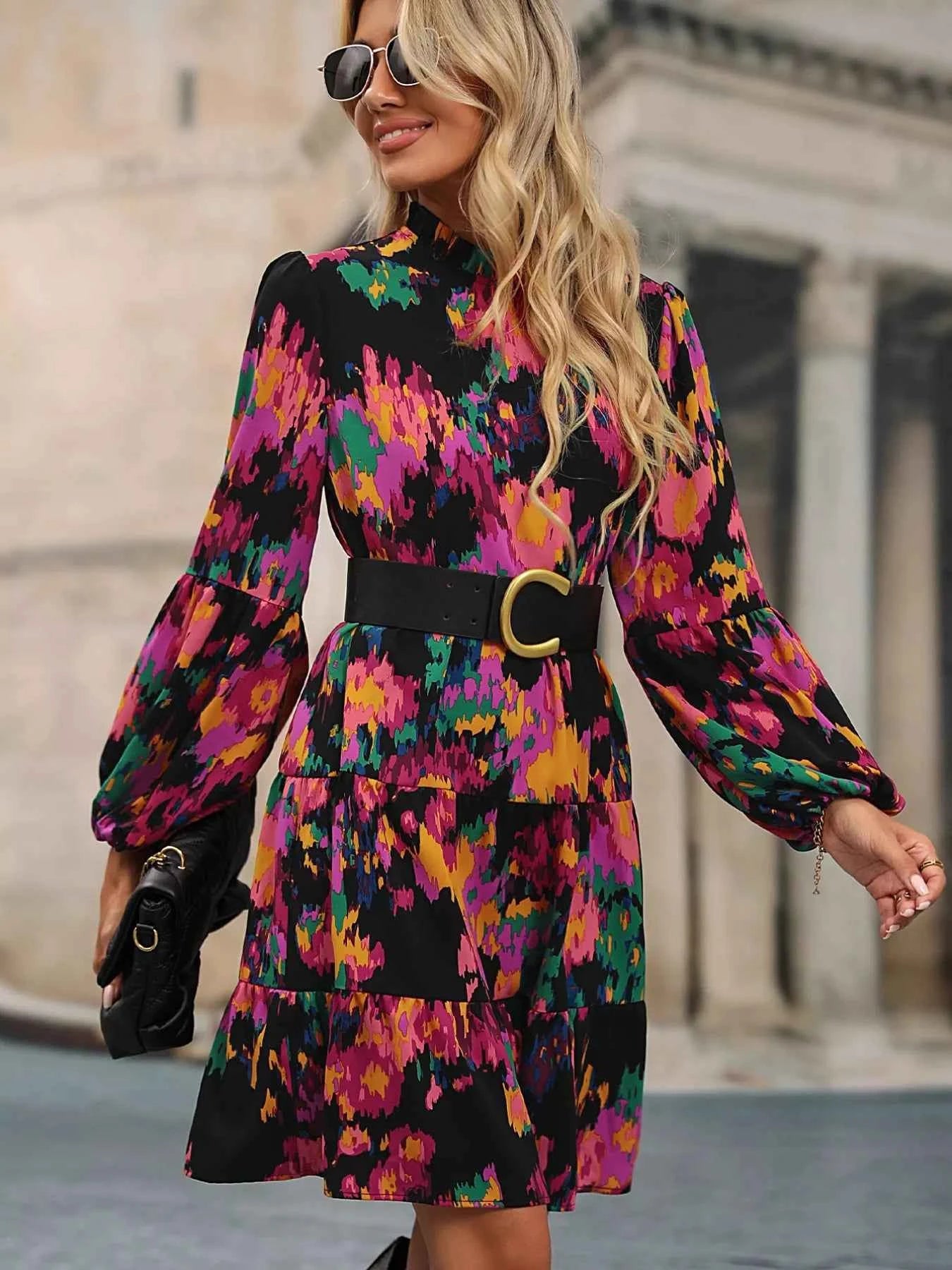 Printed Balloon Sleeve Mini Dress 0b482e5b-001b-4ba0-a835-4ec7415ac37f-Max-Origin