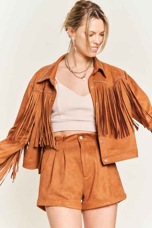 Suede studded fringe jacket JJO5009 0b891f20-9519-401c-a19d-e9de6646e866
