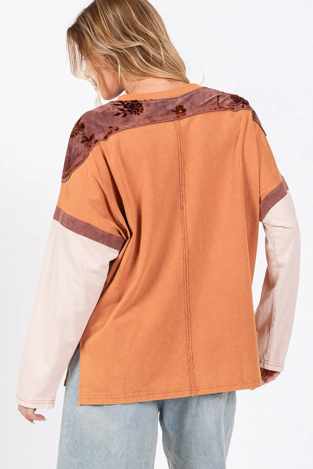 SAGE + FIG Star Patch Long Sleeve Color Block T-Shirt 0b926b5c-bd2c-428c-915d-cd5786156b31-Max