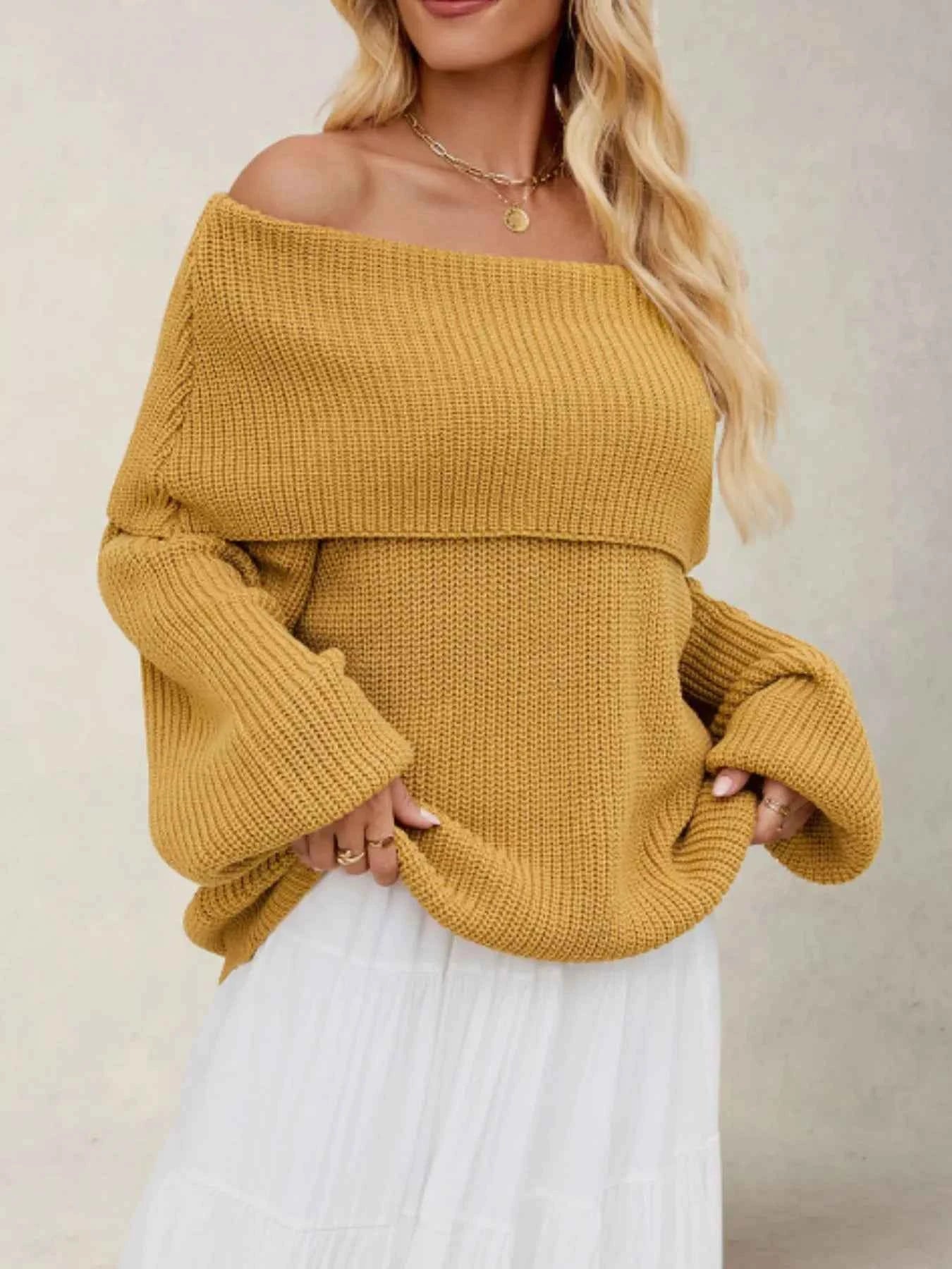 Fold-Over Collar Long Sleeve Sweater 0bf842c1-4490-4a42-aad6-924f94eb15ff-Max-Origin
