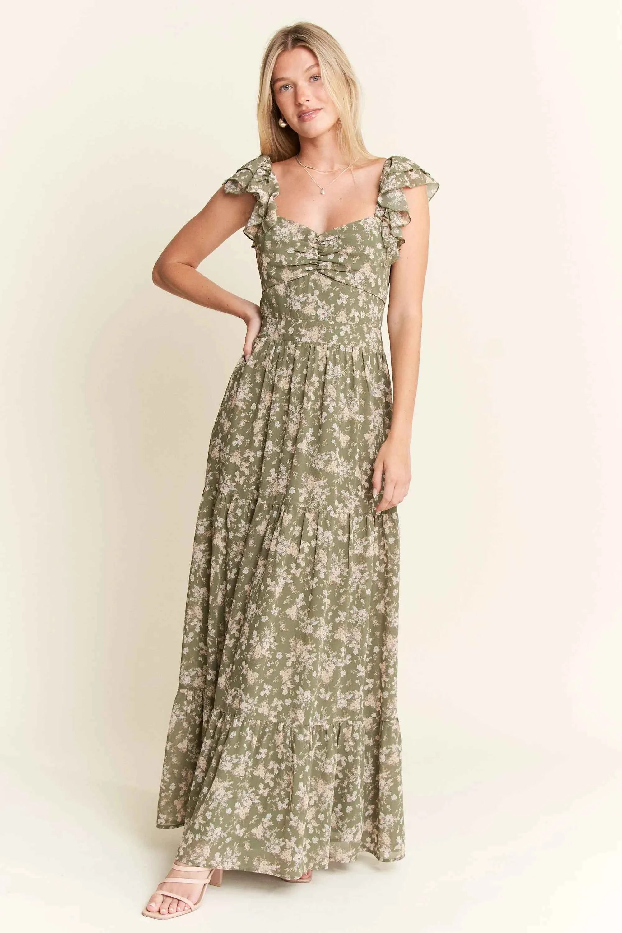 Jade By Jane Ruffle Sleeve Tiered Maxi Dress SAGE 0c0fdb13e1fa43518b84dd3a88bc213f-Max-Origin