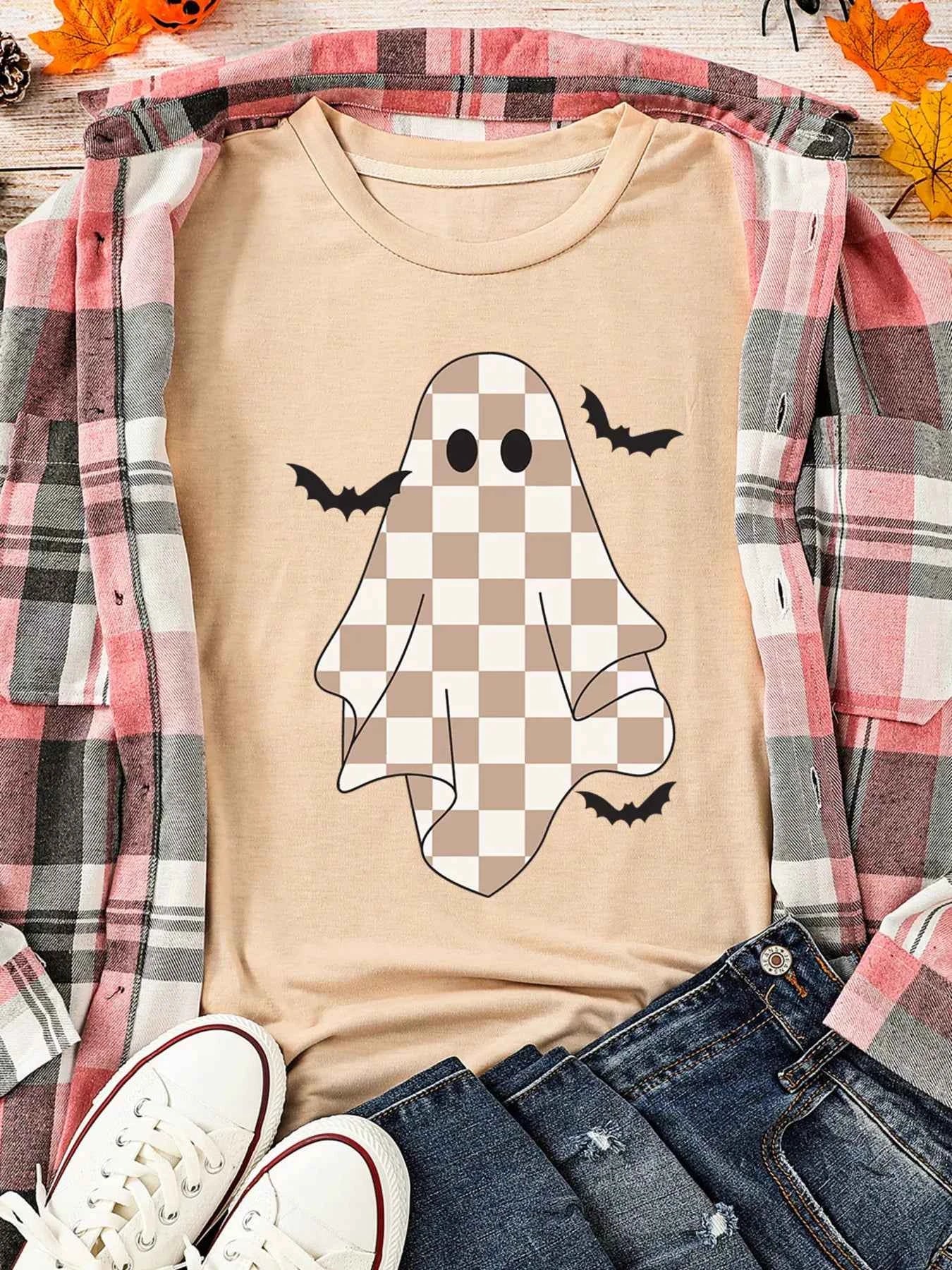 Ghost Bat Halloween Holiday Graphic Tee 0c298bc93ae348d390a6761ce2abf1a7-Max-Origin