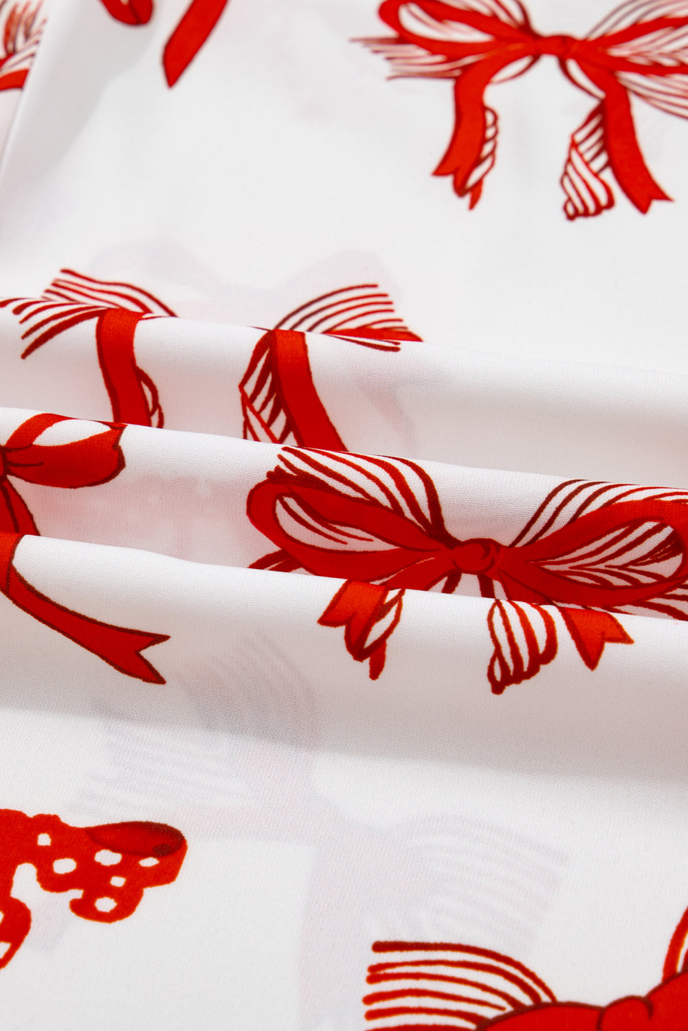 Red Christmas Bow Print Long Sleeve 2pcs Pajama Set 0c85208d207dfbaa