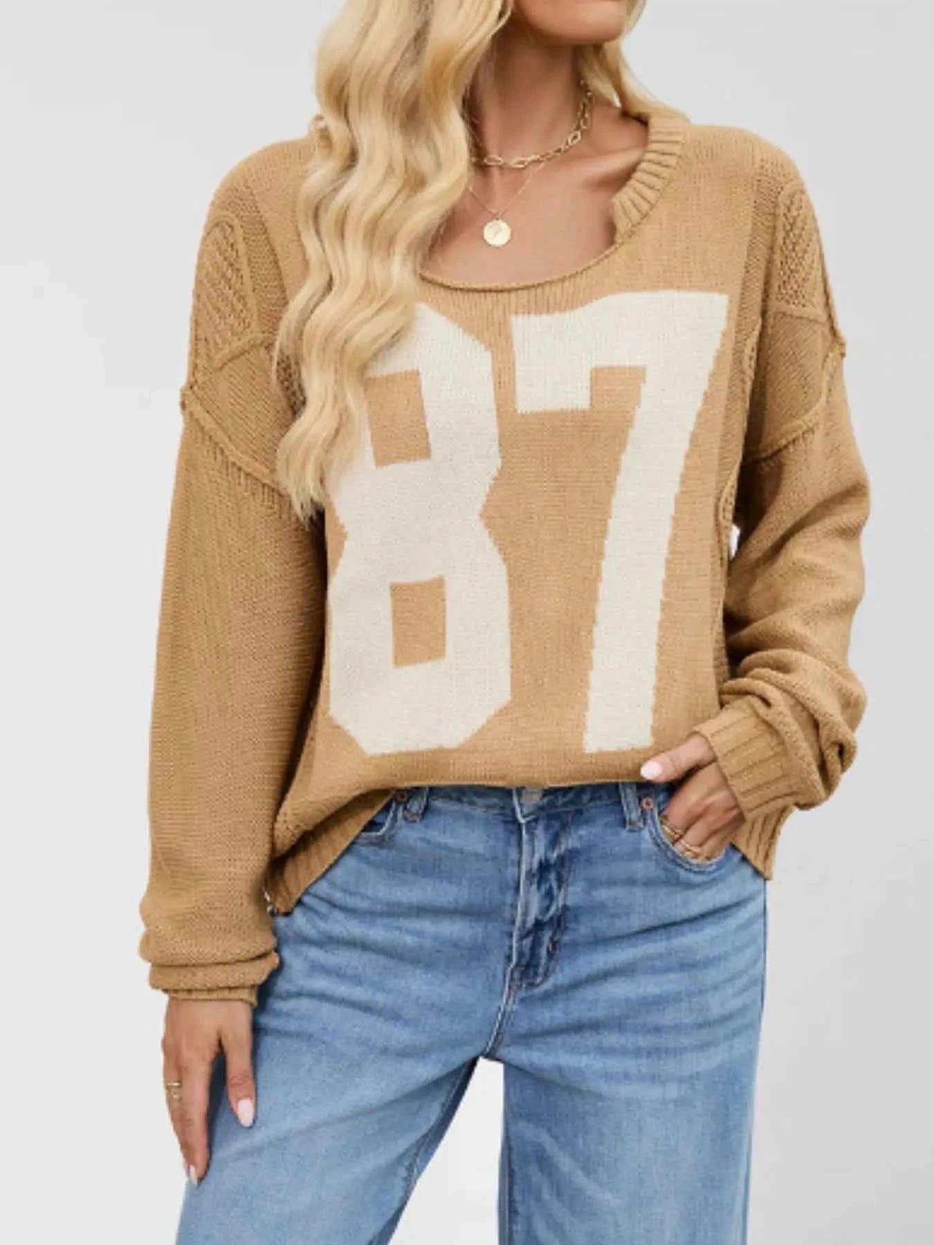 Number 81 Oversized Cable Knit Sweater 0c95f7e0-b544-483f-aa67-49834f1d4fc0-Max-Origin