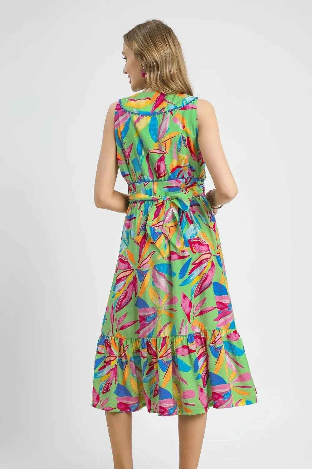 Umgee Ruffled Hem Printed Sleeveless Midi Dress 0cd258fb-4877-4aea-9d0f-fee571024218-Max-Origin