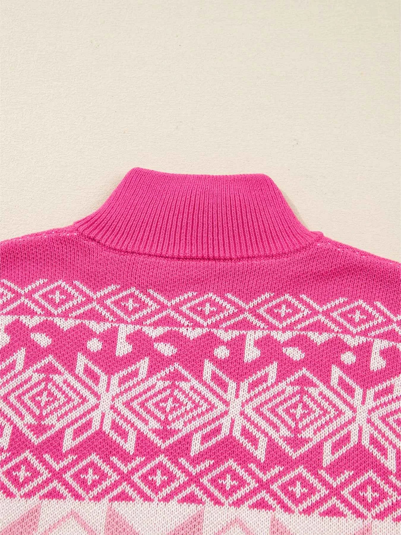 Christmas Snowflake Quarter Zip Collard Sweater 0cd3695613f446108c77531c141e9998-Max-Origin