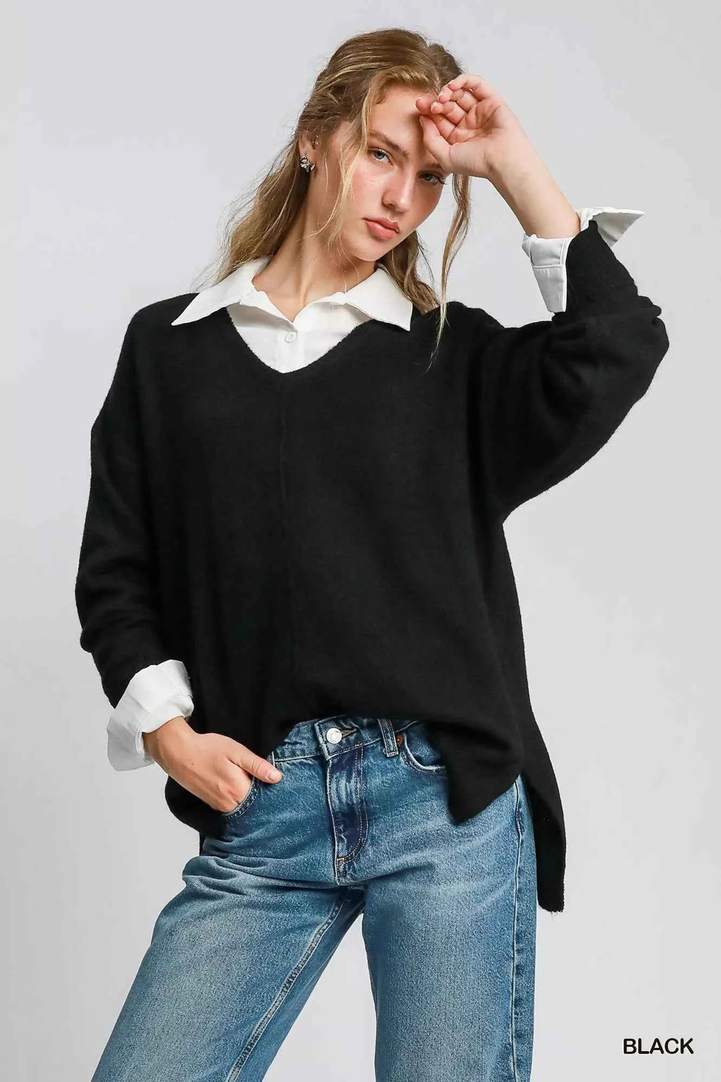Umgee Wool Blended Pullover Sweater Black 0cdfa77c-771b-446b-9ab5-dbdf61c7206e-Max-Origin