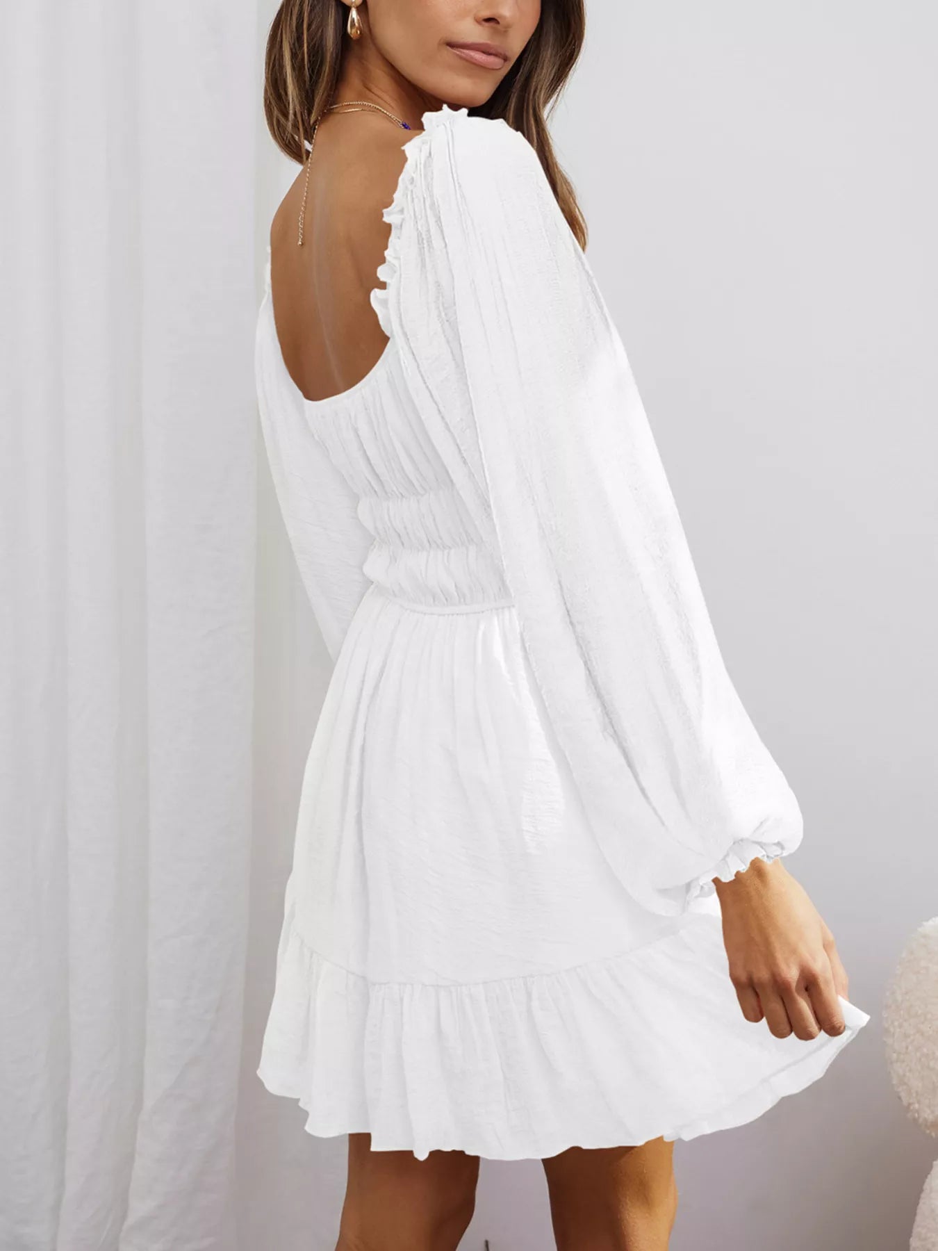 Ruffled Hem Balloon Sleeve Dress 0ce2b97562fb44b7a6f8aa9879f43e0f-Max-Origin