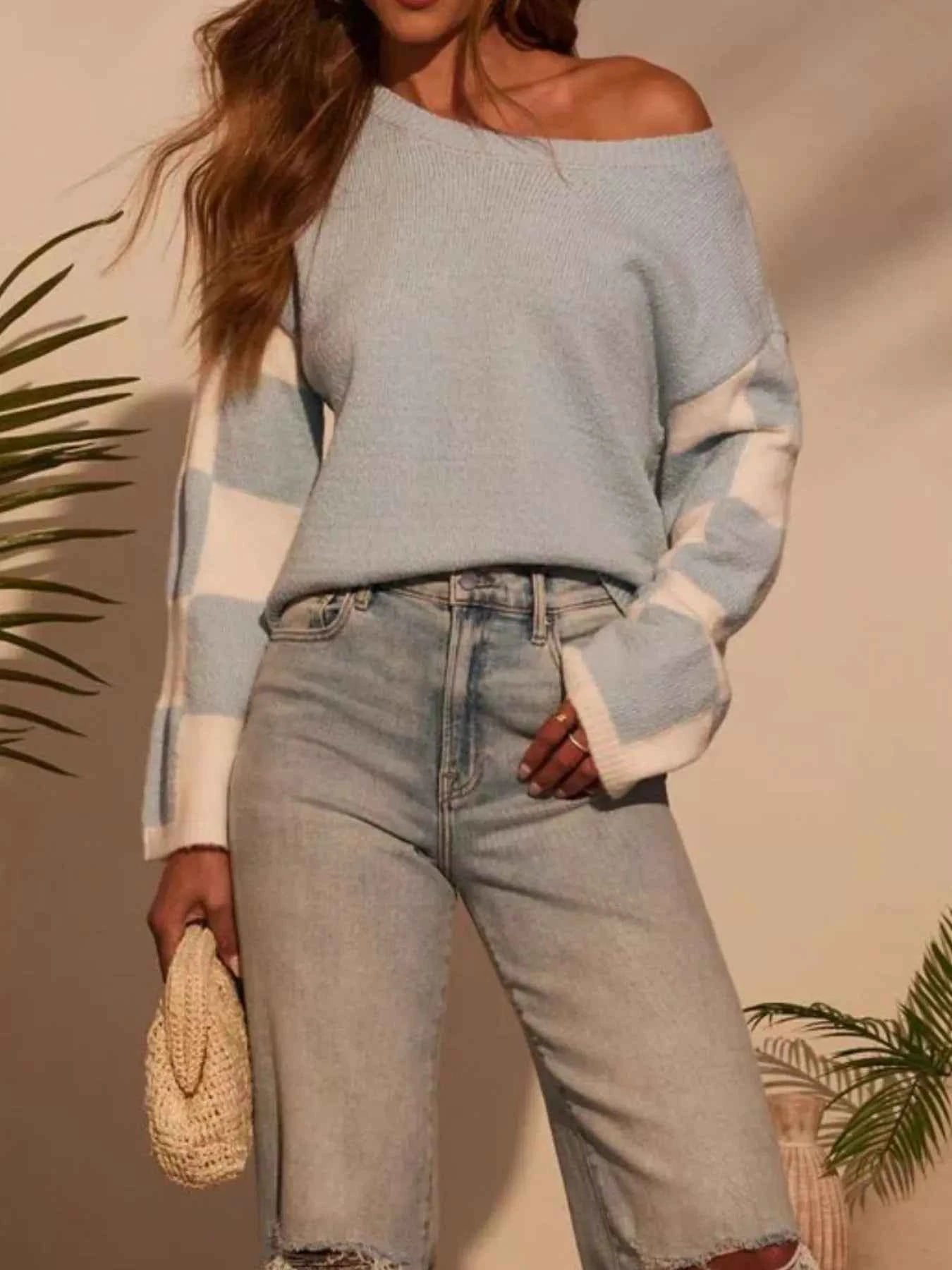 Color Block Long Sleeve Sweater 0d00bfcb-9304-4b2e-b296-a7f5718b2537-Max-Origin