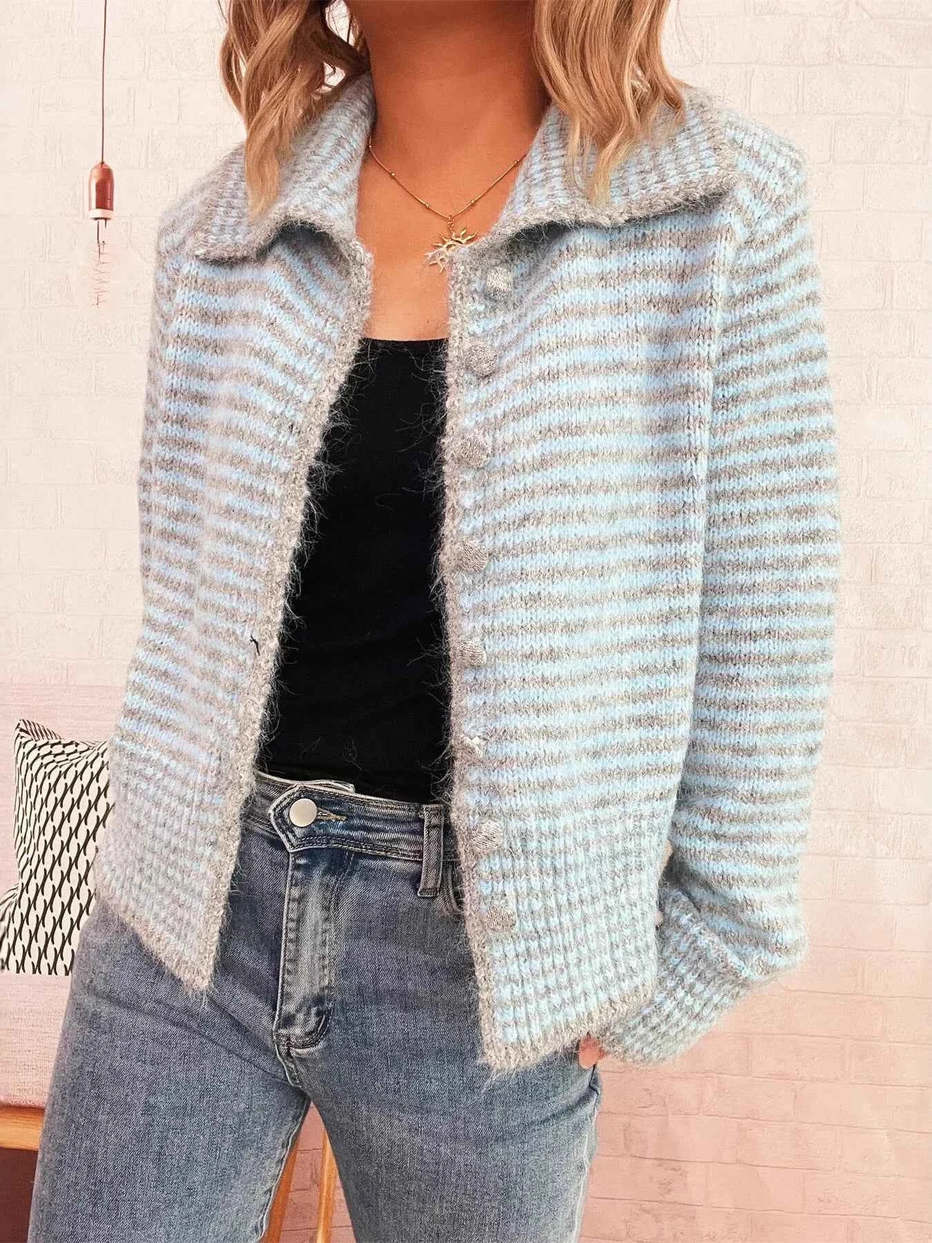 Striped Button-Up Long Sleeve Cardigan 0d2bf054dbeb47e992fff0e741fcb171-Max-Origin