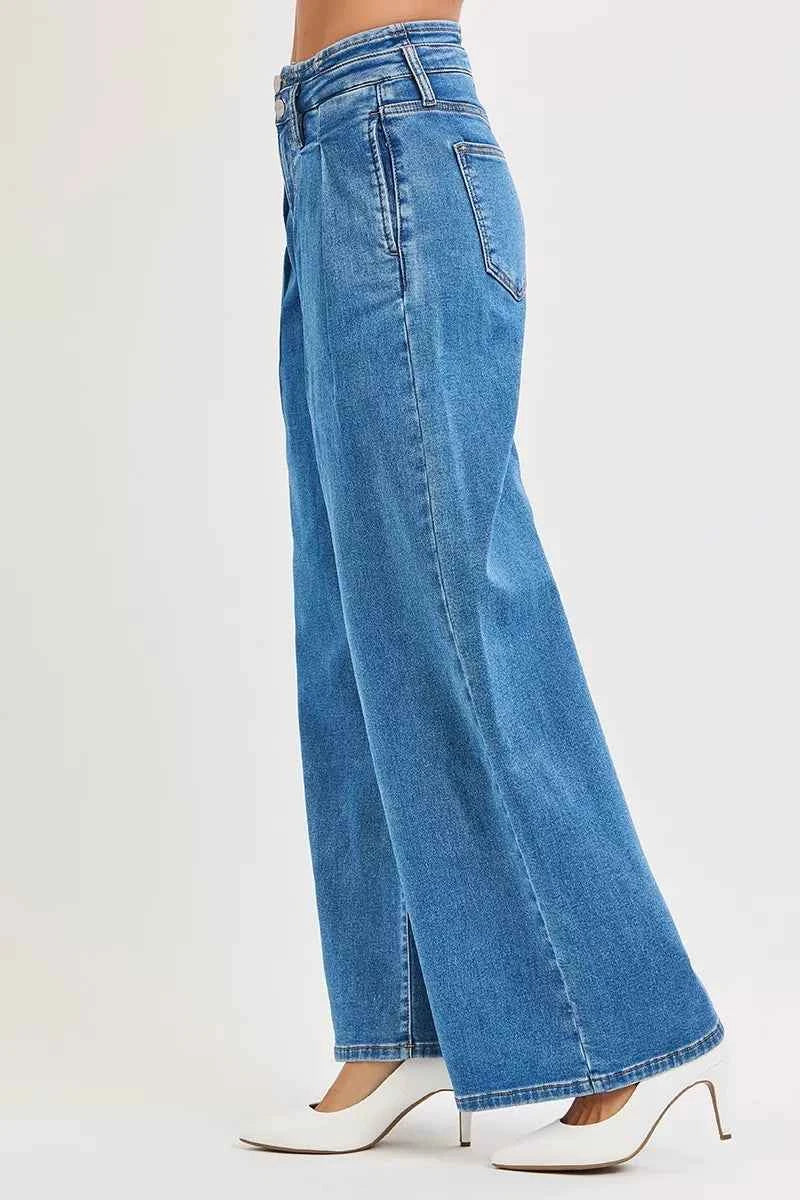RISEN Full Size Mid Rise Fit Wide Leg with Pleated Detail Jeans Plus Size 0d3c9424a6274645b773f1834e86c474-Max-Origin