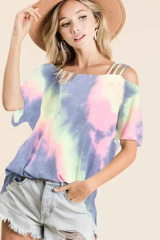 BiBi Tie Dye French Terry Strapped One Shoulder Top 0d3fea4f62c54e2f9f7e99f21cc6cc58-Max-Origin
