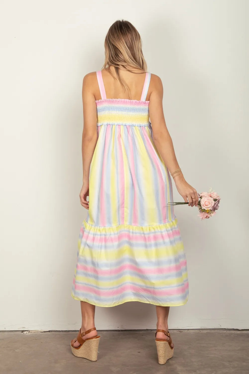 VERY J Striped Woven Smocked Midi Cami Dress 0d47bebf-e2b4-4be4-962a-049d3bcc2777-Max