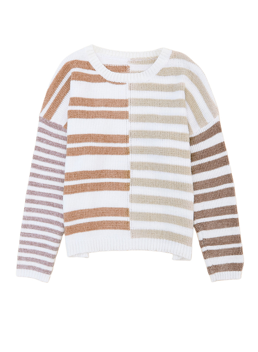 Color Block Drop Shoulder Pullover Striped Sweater 0d48935fde10b265