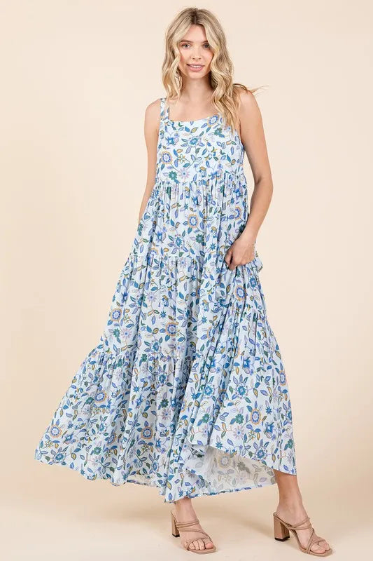 Mittoshop Flower Print Tiered Sleeveless Empire Maxi Dress 0d493730-73fb-4ecb-9a30-5f5da55ee9c7-Max