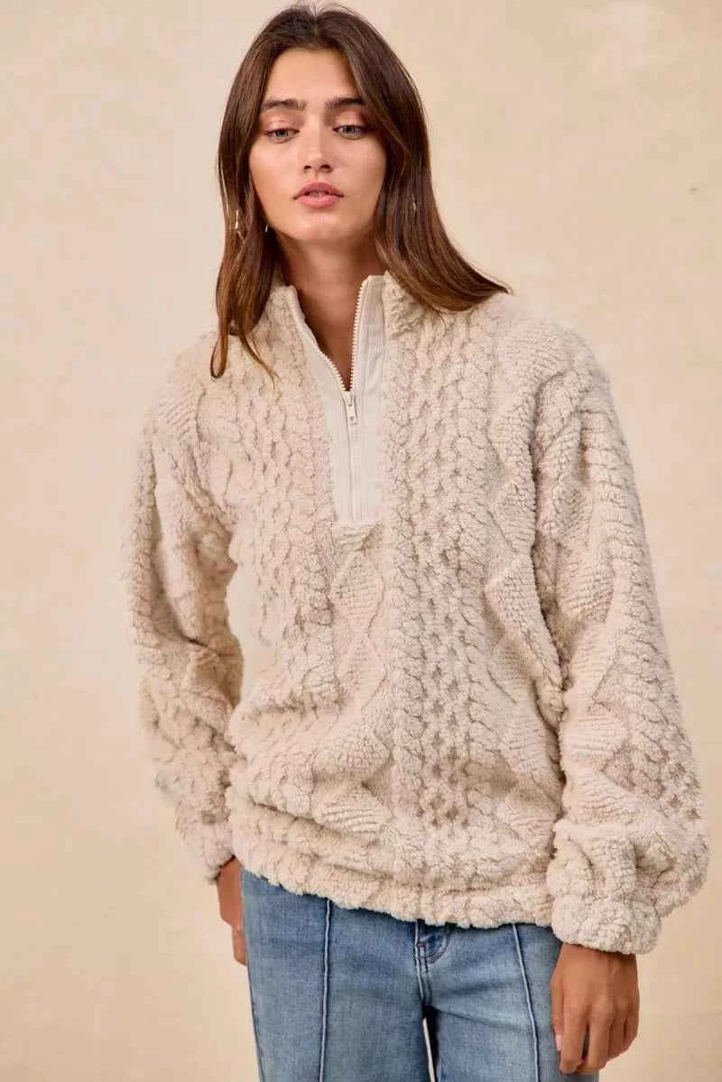 BiBi Patterned Soft Fleece Half Zip Up Top 0dca4935-65db-4ebe-b651-cf475b2fd3e5-Max-Origin