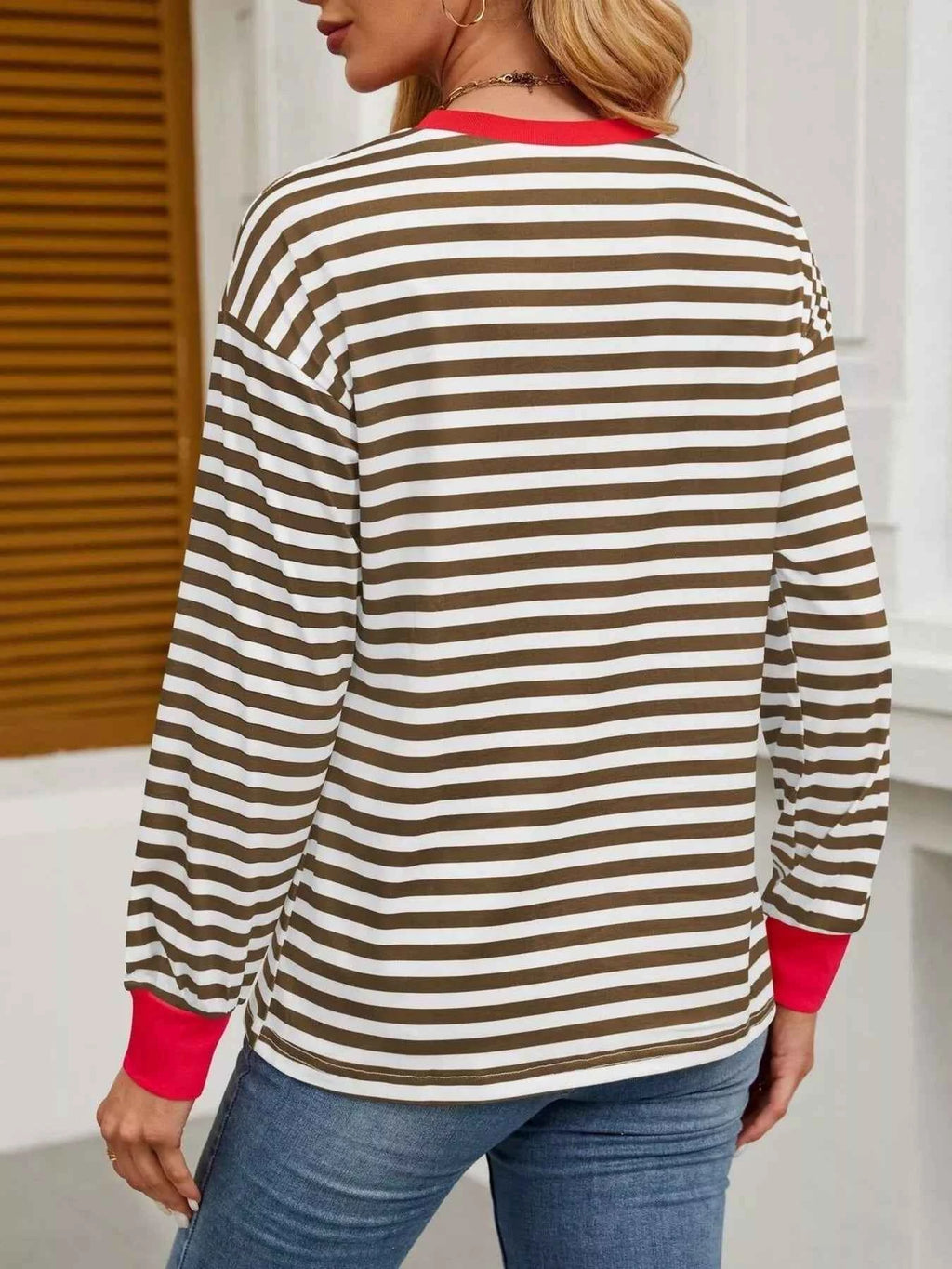 Striped Round Neck Long Sleeve T-Shirt 0dcd94858f224a6bb3c19aefedfcd4ac-Max-Origin