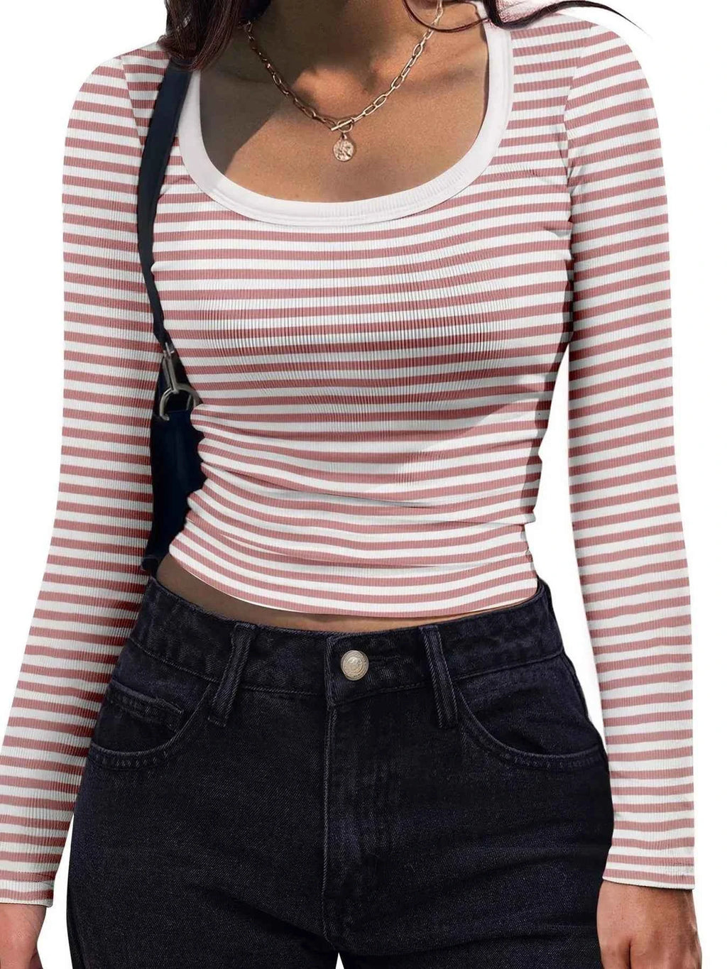 Striped Long Sleeve Scoop Neck T-Shirt 0dd49169a9904a8093e504d1c8421420-Max-Origin