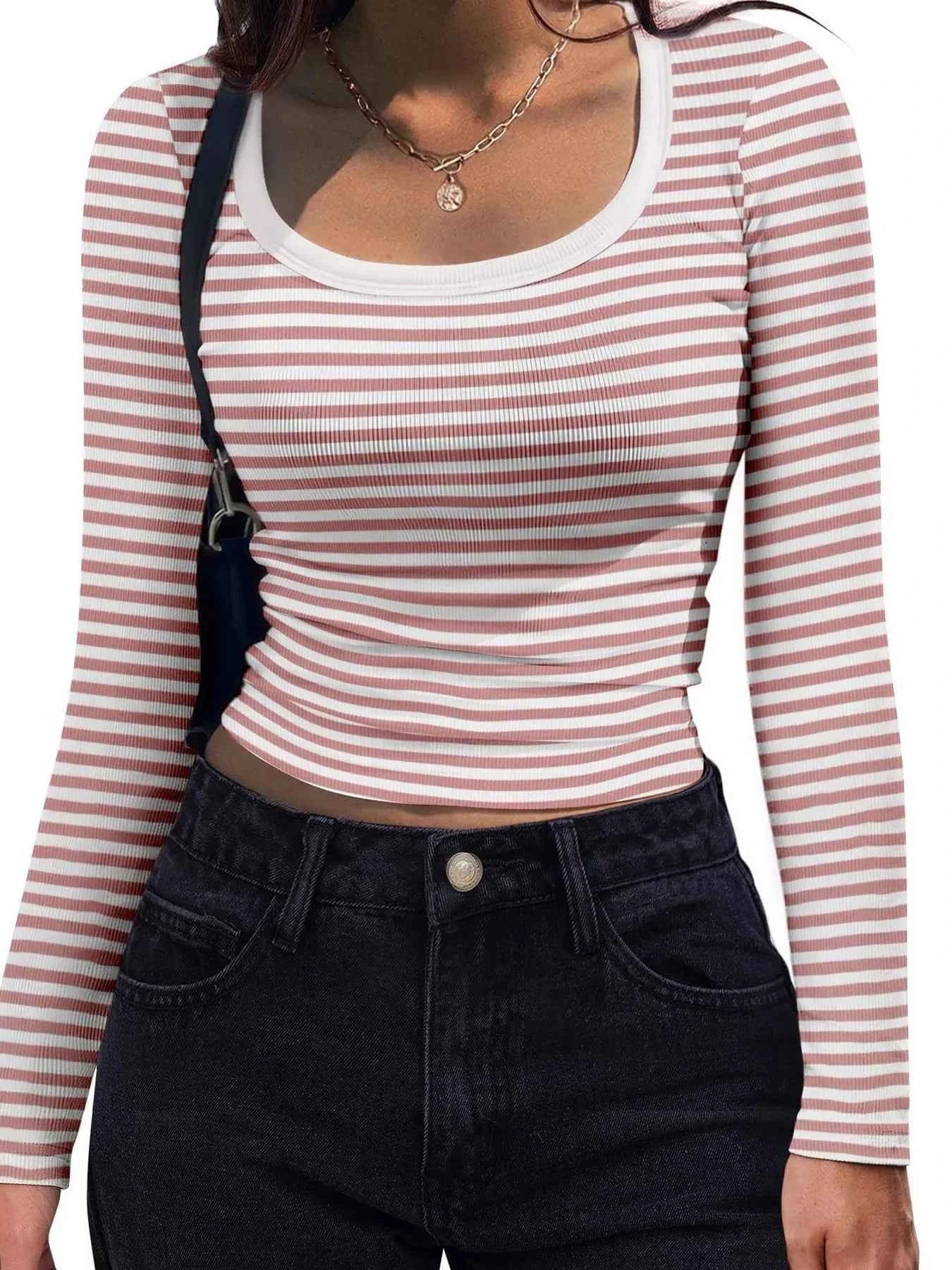 Striped Long Sleeve Scoop Neck T-Shirt 0dd49169a9904a8093e504d1c8421420-Max-Origin