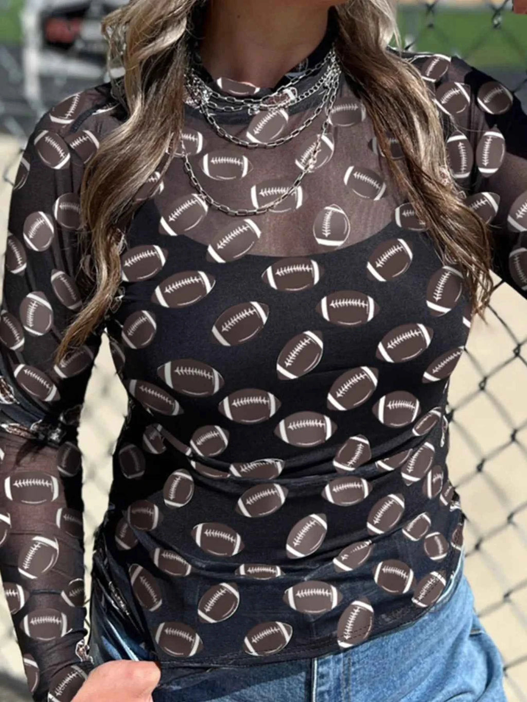 Game Day Football Print Long Sleeve T-Shirt Black 0dd6fe9f-233b-4a04-80ad-ad99a4c3a0b5-Max-Origin