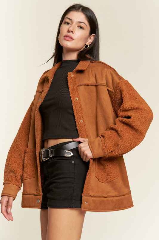 FAUX FUR AND SUEDE JACKET JJO5028P OLIVE 0de841ae-5432-4b69-b081-ba66e5bd2439