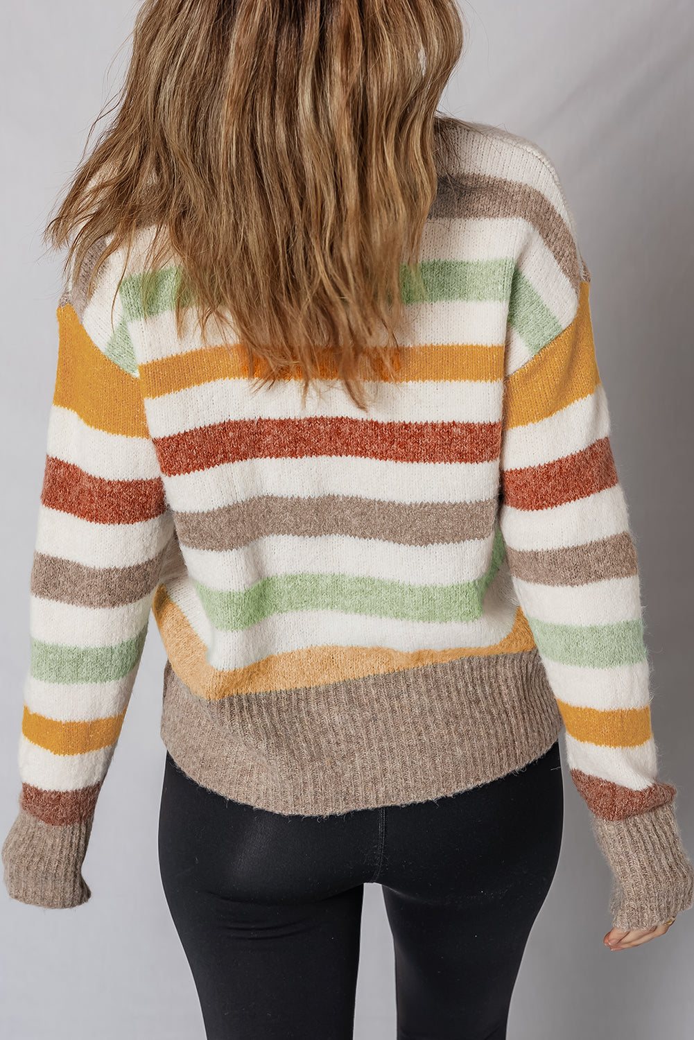 Multicolour Colorblock Drop Shoulder Crew Neck Sweater 0df453fe748aaa69