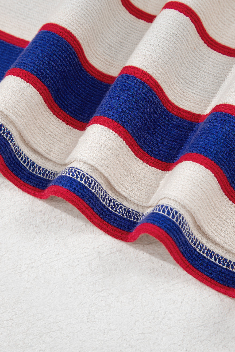 Blue Stripe Colorblock V Neck Collared Sweatshirt 0e41654b27728967