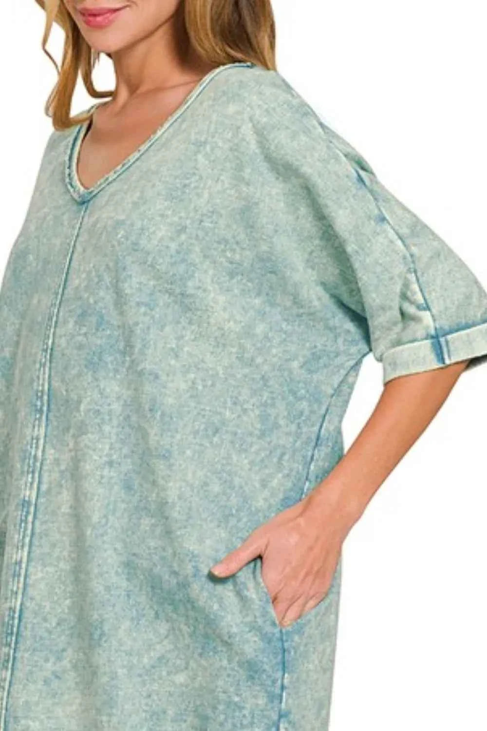 Zenana Acid-washed French Terry Tee Shirts Dress 0e992a5f-a68c-41f9-b852-a1ebabcf7fa7-Max-Origin