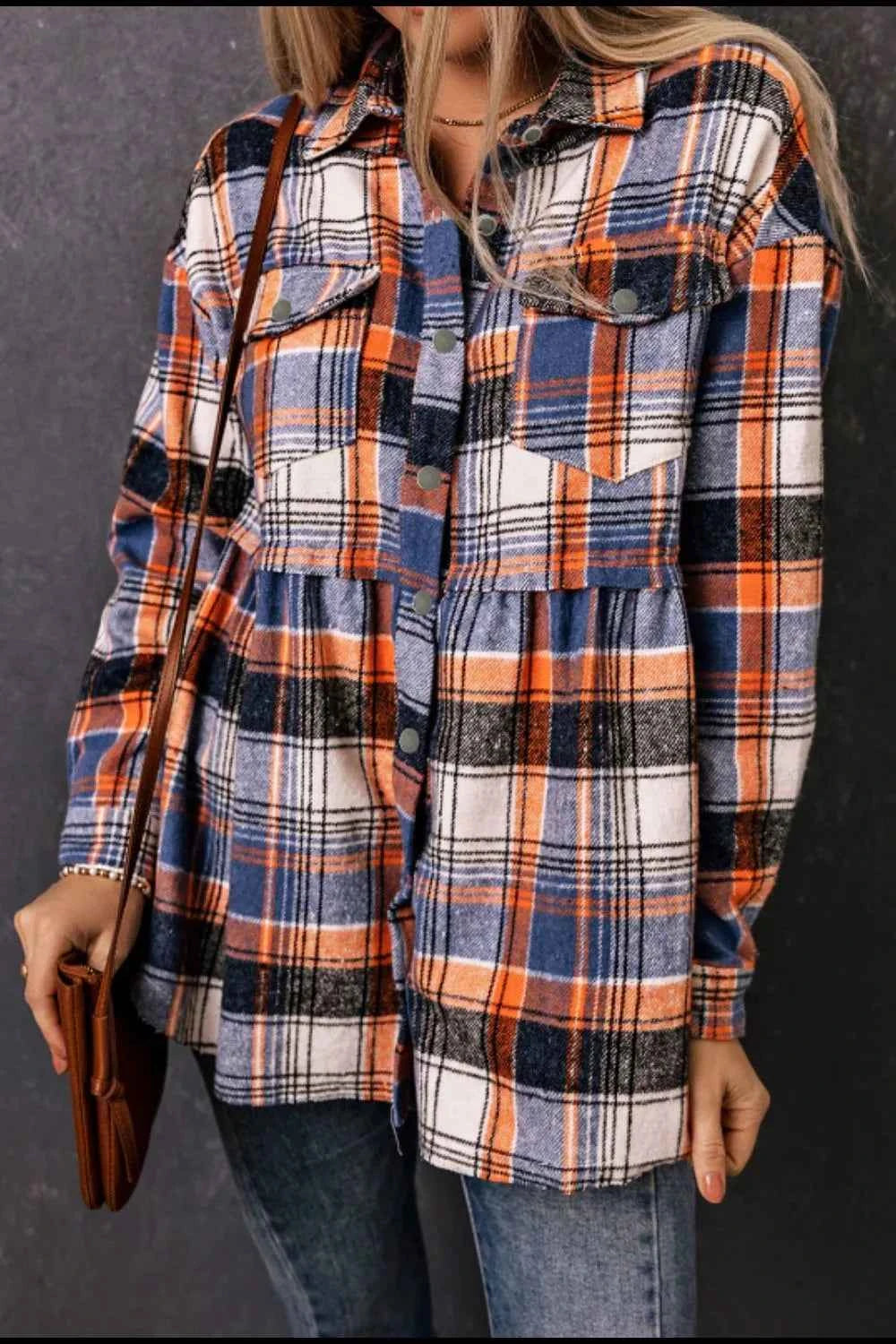 Plaid Collared Neck Long Sleeve Shirt 0eb3c2d4-0b16-4d73-ad54-a410b03b13b7-Max