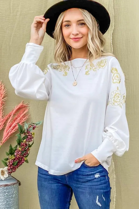 And The Why Flower Gold Embroidery Shoulder Detailed Top 0ed5abd70aba48378644c31e9ac7db45-Max-Origin