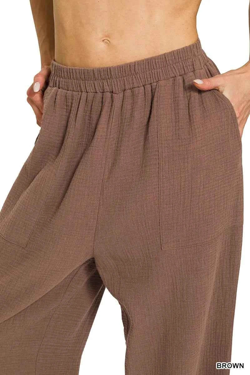 Zenana Double Gauze Elastic Band Pants 0edc76b68ecf4acbbe178ede8f0d9ddf-Max-Origin