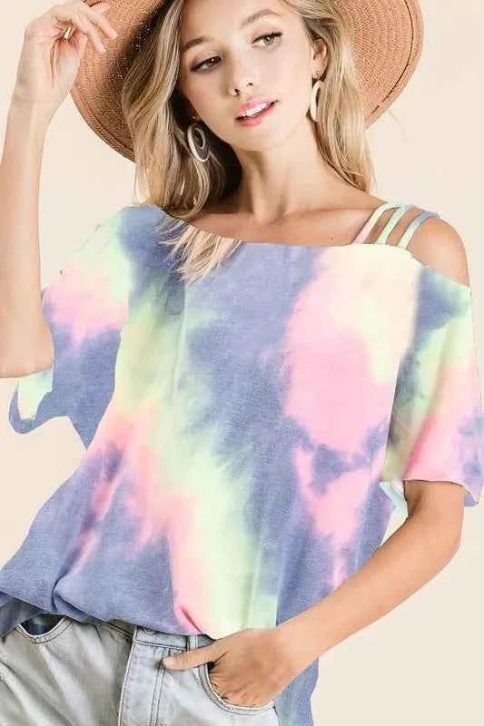 BiBi Tie Dye French Terry Strapped One Shoulder Top 0ede31b748434c5e9d462f1e629dec2d-Max-Origin