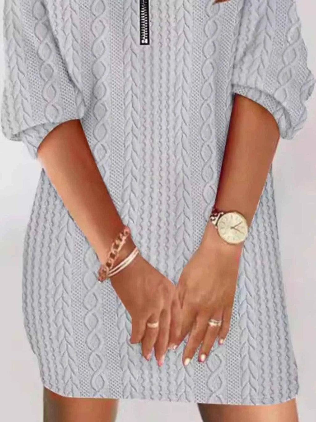 Zip Detail Textured Knit Mini Sweater 0eeb6bb0-b8ae-4afe-bea5-442d75080e1d-Max-Origin